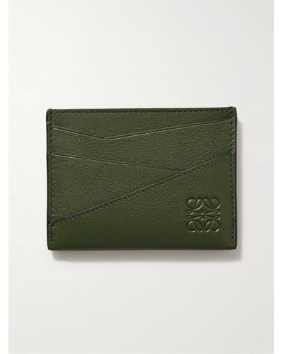 Loewe Puzzle Logo-debossed Leather Cardholder - Green