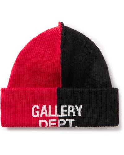 GALLERY DEPT. Topanga Logo-print Two-tone Ribbed-cotton Beanie - Red