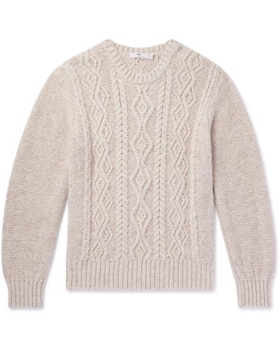 Inis Meáin Aran Cable-knit Cashmere Sweater - White