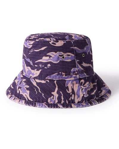 Acne Studios Brimmo Logo-embroidered Camouflage-print Cotton-ripstop Bucket Hat - Purple