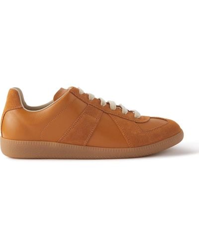 Maison Margiela Replica Leather And Suede Sneakers - Brown