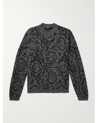 Versace Jacquard-knit Cotton-blend Jumper - Grey