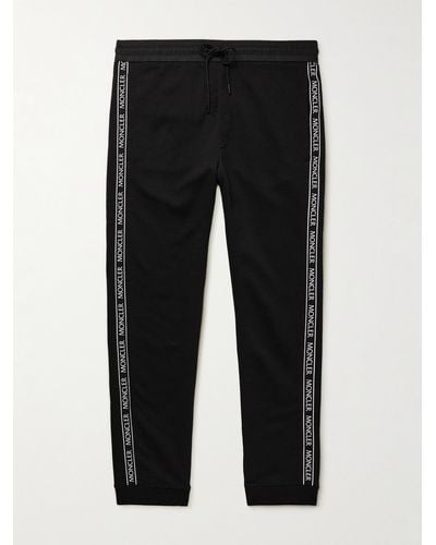 Moncler Slim-Fit Tapered Logo-Appliquéd Cotton-Jersey Sweatpants - Schwarz