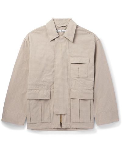 Acne Studios Ostera Oversized Logo-embroidered Cotton-ripstop Jacket - Natural
