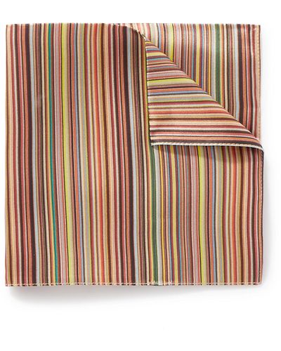 Paul Smith Striped Silk-jacquard Pocket Square - Brown