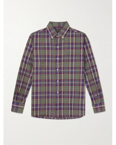 Beams Plus Button-down Collar Checked Cotton-madras Shirt - Purple