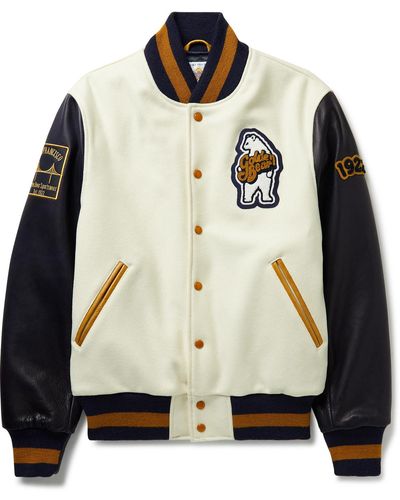Golden Bear The Albany Logo-appliqued Wool-blend And Leather Bomber Jacket - Multicolor