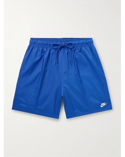 Nike Club Flow gerade geschnittene Shorts aus Shell mit Kordelzugbund - Blau