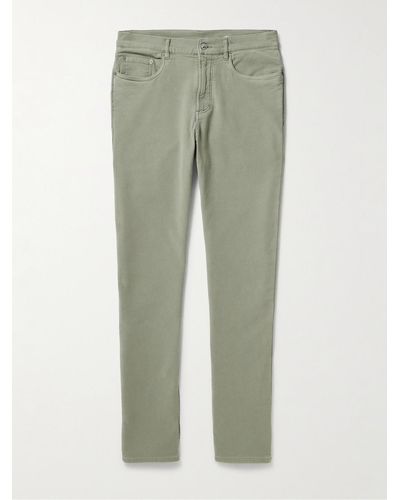 Faherty Slim-fit Cotton-blend Jersey Trousers - Green