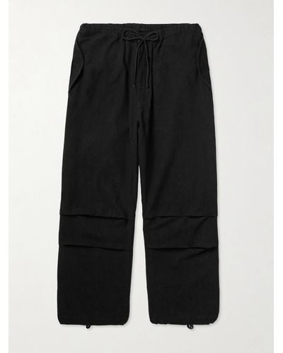 STORY mfg. Paco Wide-leg Embroidered Slub Organic Cotton Trousers - Black