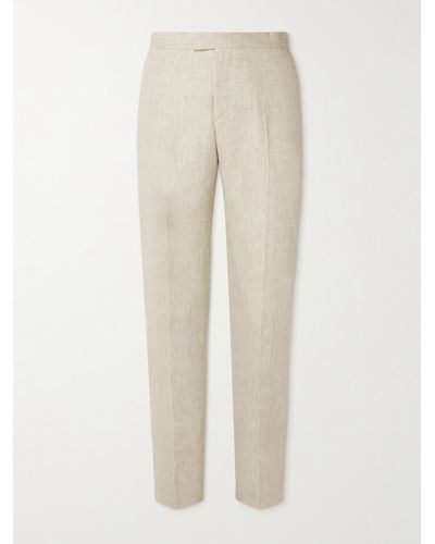 Favourbrook Pantaloni slim-fit a gamba dritta in lino Allercombe - Neutro