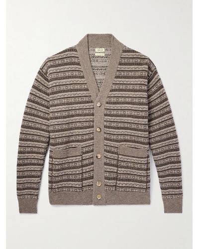 De Bonne Facture Striped Wool Cardigan - Grey