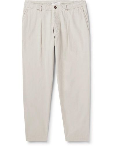 Universal Works Straight-leg Pleated Slub Cotton-sateen Pants - White