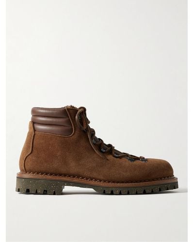 Yuketen Vittore Shearling-lined Leather-trimmed Suede Boots - Brown