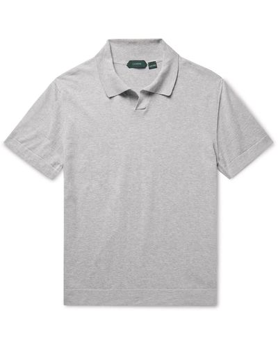 Incotex Zanone Slim-fit Cotton And Silk-blend Polo Shirt - Gray