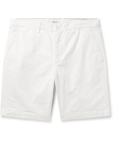 Hartford Byron Slim-fit Straight-leg Garment-dyed Cotton And Linen-blend Shorts - White