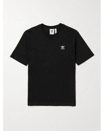 adidas Originals T-shirt in jersey di cotone con logo ricamato Essentials - Nero