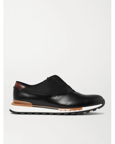 Berluti Fast Track Tornio Leather And Shell Sneakers - Black