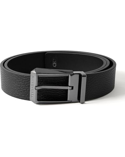 Ferragamo 3cm Gancini Reversible Leather Belt - Black