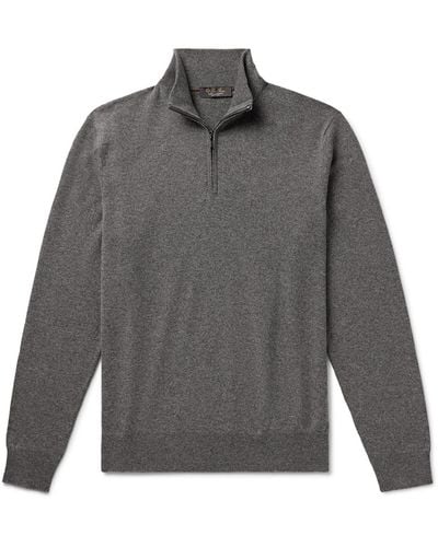 Loro Piana Slim-fit Baby Cashmere Half-zip Sweater - Gray