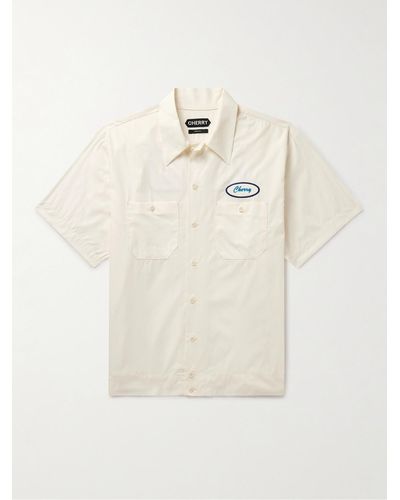 CHERRY LA Logo-appliquéd Cotton-poplin Shirt - Natural