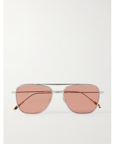 Mr. Leight Novarro Aviator-style Silver-tone Sunglasses - Pink