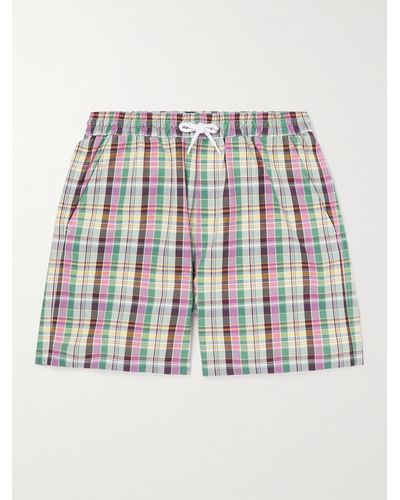 Baracuta Noah Straight-leg Checked Cotton-twill Drawstring Shorts - Multicolour