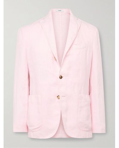 Boglioli Unstructured Garment-dyed Linen Suit Jacket - Pink