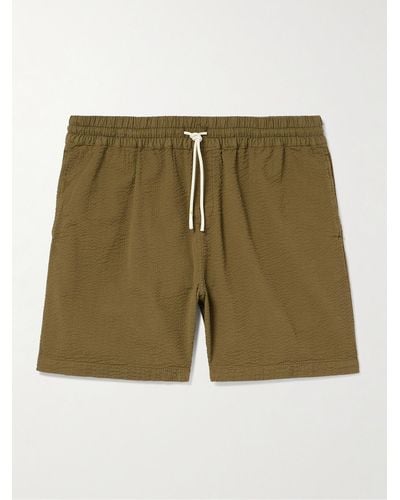 Portuguese Flannel Atlantico Straight-leg Cotton-seersucker Drawstring Shorts - Green