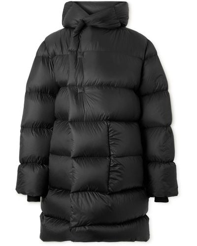 Rick Owens Oversized Quilted Nylon Hooded Down Jacket - Black