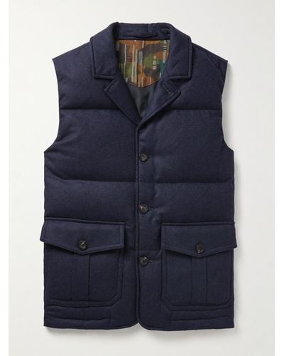 Incotex Montedoro Quilted Wool Down Gilet - Blue