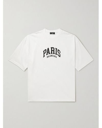 Balenciaga Cities Oversized T-Shirt aus Baumwoll-Jersey mit Logoprint - Weiß