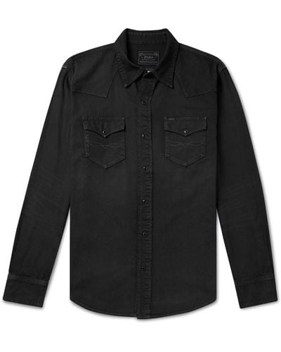Polo Ralph Lauren Garment-dyed Denim Western Shirt - Black