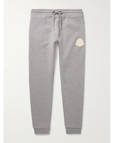 Moncler Slim-fit Tapered Logo-appliquéd Cotton-jersey Sweatpants - Grey