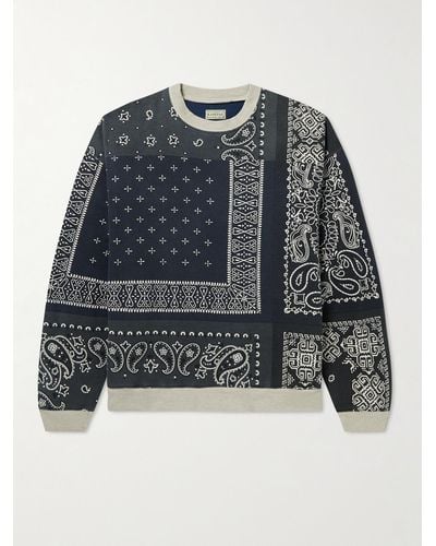 Kapital Bandana-Print Cotton-Jersey and Quilted Shell Sweatshirt - Blu