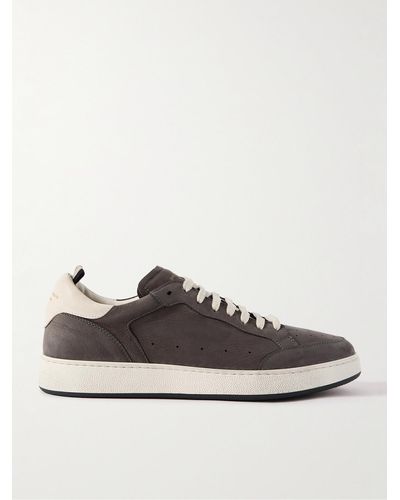 Officine Creative The Answer 002 Leather-trimmed Suede Trainers - Grey