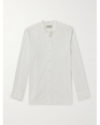 Officine Generale Gaston Grandad-collar Striped Cotton-poplin Shirt - White