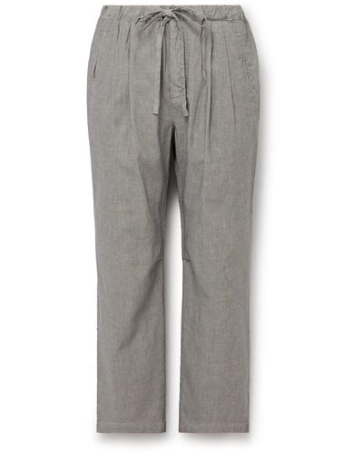 Massimo Alba Key West Straight-leg Striped Cotton And Linen-blend Pants - Gray