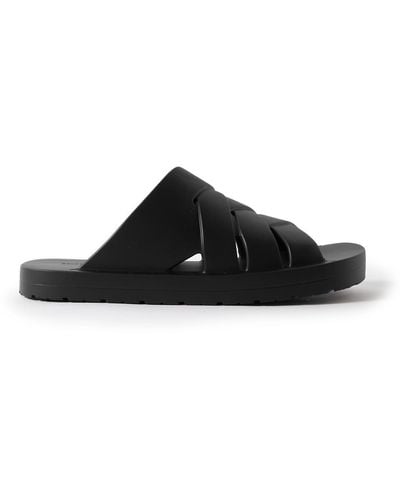 Bottega Veneta Matt Rubber Sandals - Black