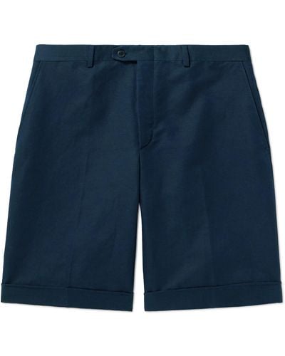 Brioni Lerici Straight-leg Linen And Cotton-blend Shorts - Blue