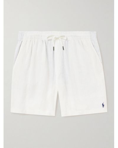 Polo Ralph Lauren Shorts in lino con coulisse e logo ricamato Prepster - Bianco