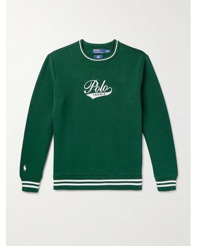 Polo Ralph Lauren Wimbledon Logo-embroidered Cotton-blend Jersey Sweatshirt - Green