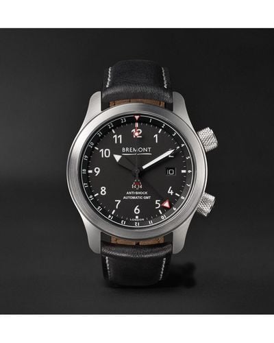 Bremont Mbiii Black Bronze Automatic Gmt 43mm Stainless Steel And Leather Watch