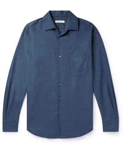Loro Piana André Cotton-flannel Shirt - Blue