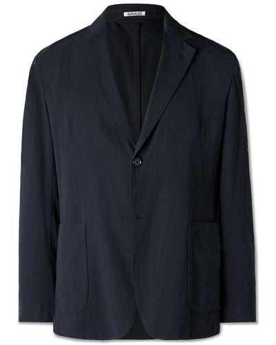 AURALEE Unstructured Cotton And Silk-blend Twill Suit Jacket - Blue