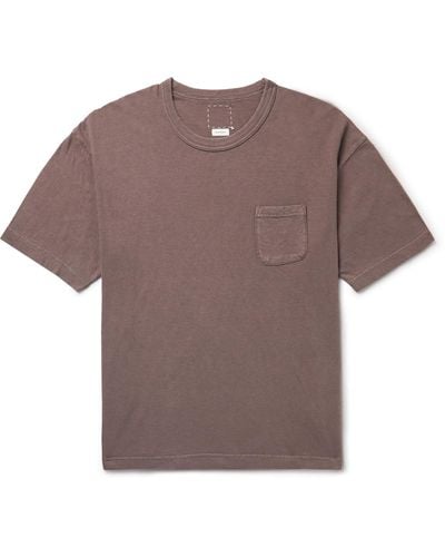 Visvim Jumbo Distressed Garment-dyed Cotton-jersey T-shirt - Brown