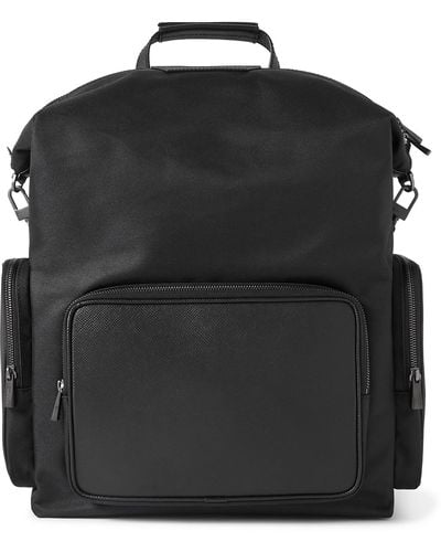 Serapian Evoluzione Full-grain Leather-trimmed Twill Backpack - Black