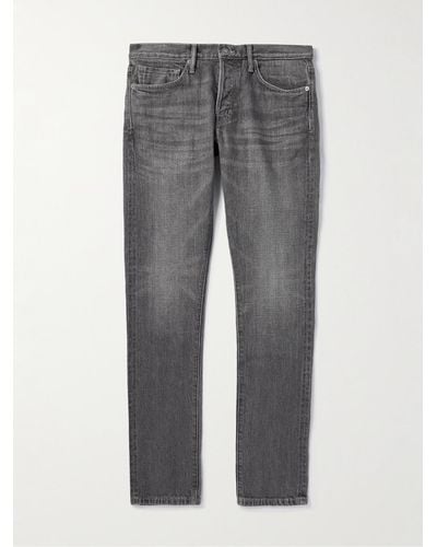 Tom Ford Schmal und gerade geschnittene Jeans aus Selvedge Denim - Grau