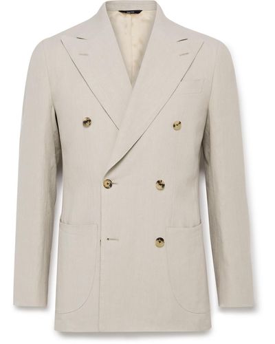 Thom Sweeney Unstructured Double-breasted Linen Blazer - Natural