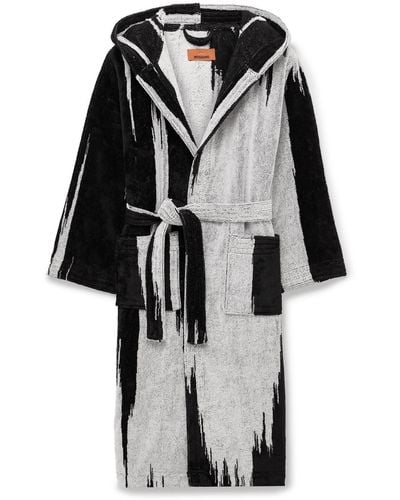 Missoni Skunk Belted Cotton-terry Hooded Robe - Black